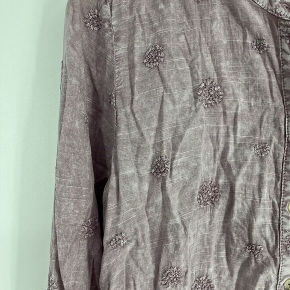 Pilcro Anthropologie Shirt Size XS Whitney Lavender Button Down Embroidered Top - Picture 4 of 8